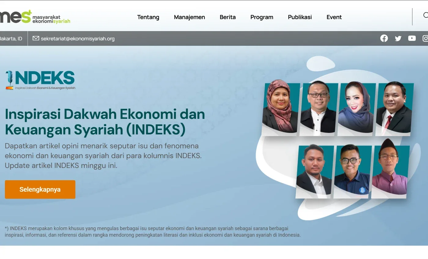 Tampilan website Masyarakat Ekonomi Syariah