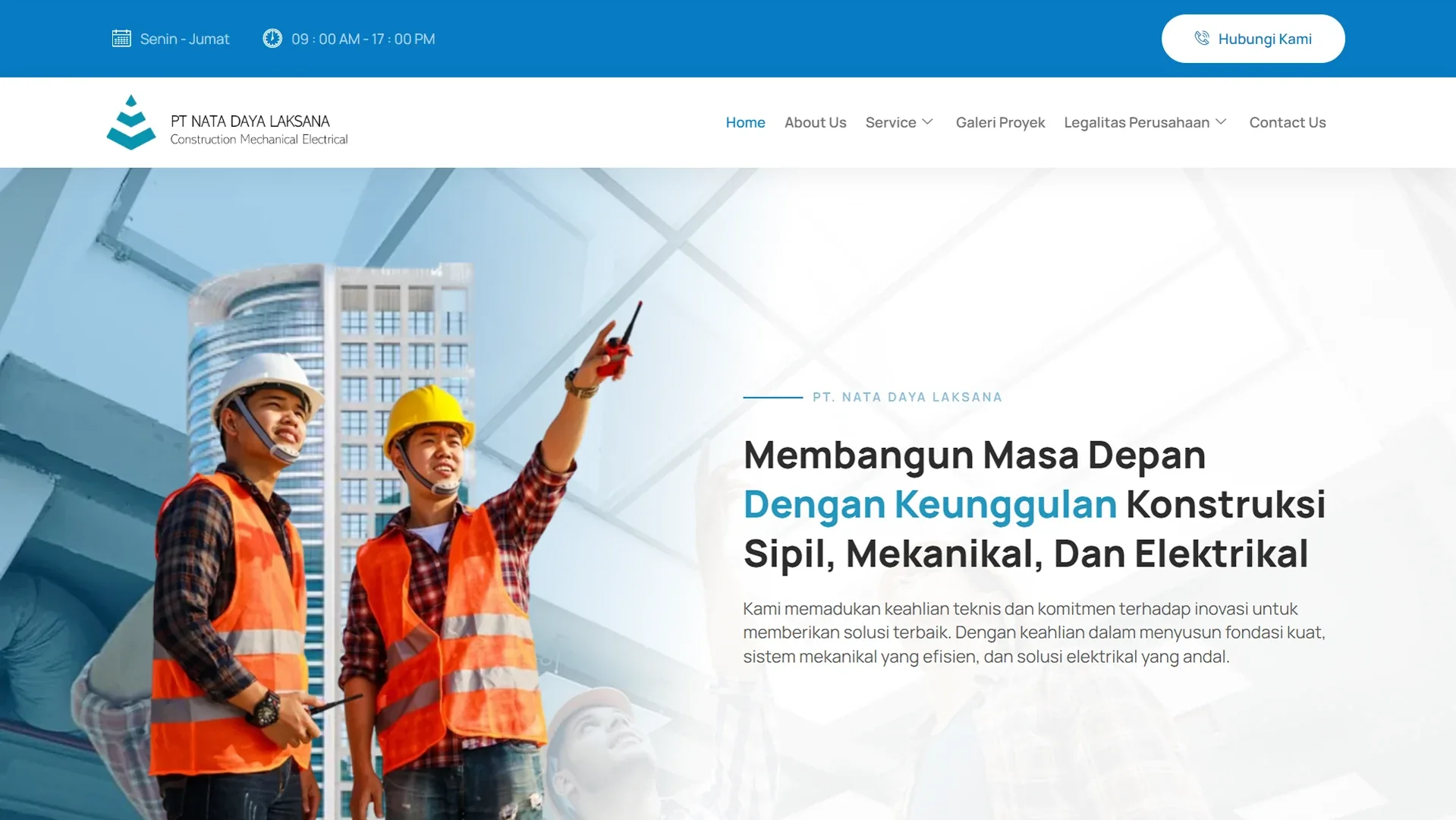 Tampilan website PT Nata Daya Laksana