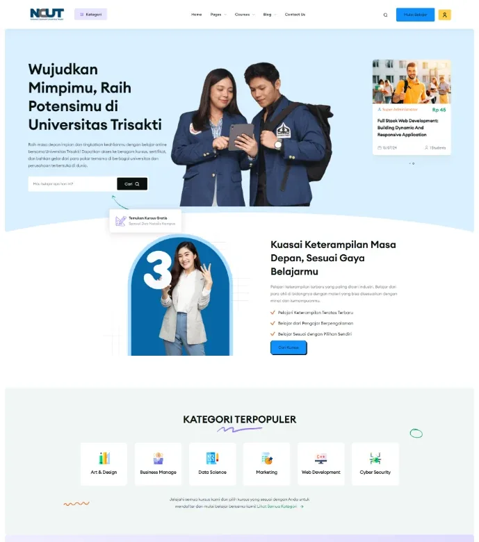 Tampilan website MOOC NCUT Universitas Trisakti